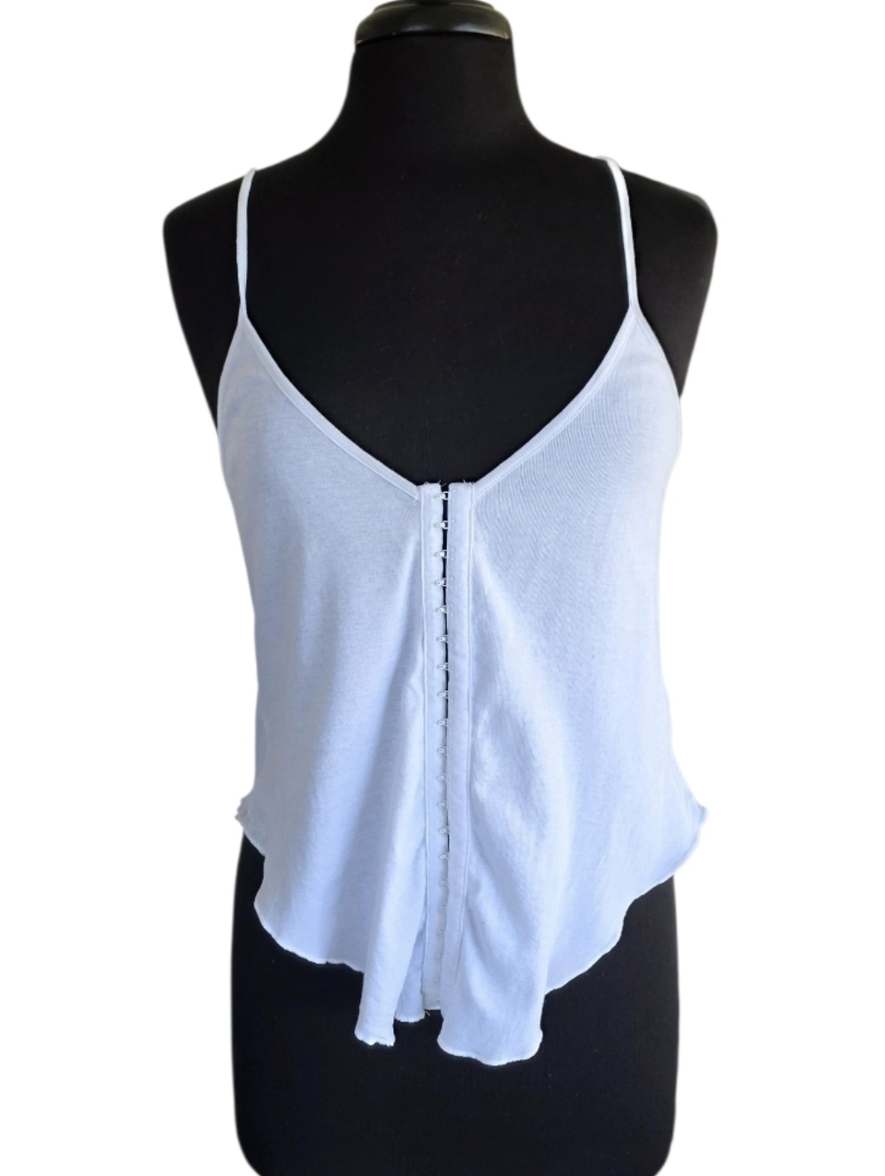 Vintage White Corset Tank Venus L Y2K Hook-Front Spaghetti Strap Tank Top